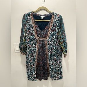 Sundance Dress Sweet Whispers Dress Women's Size L Large 3/4 Sleeve Lined V Neck